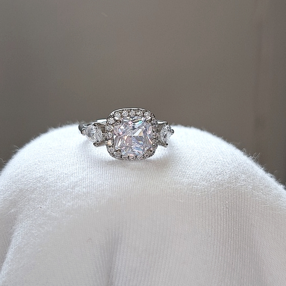 Adjustable 3-Stone Clear CZ Ring